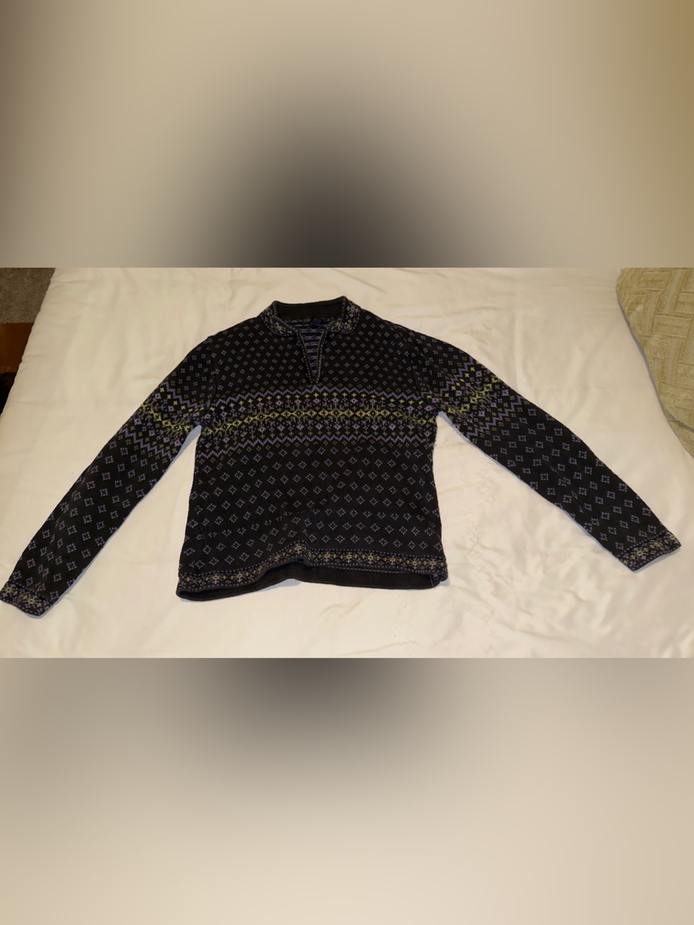 Nomadic Traders Purple Quarterzip Sweater with Yellow Accents